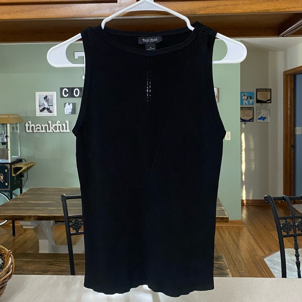 Black Ribbed Sleeveless Sweater Tank Top